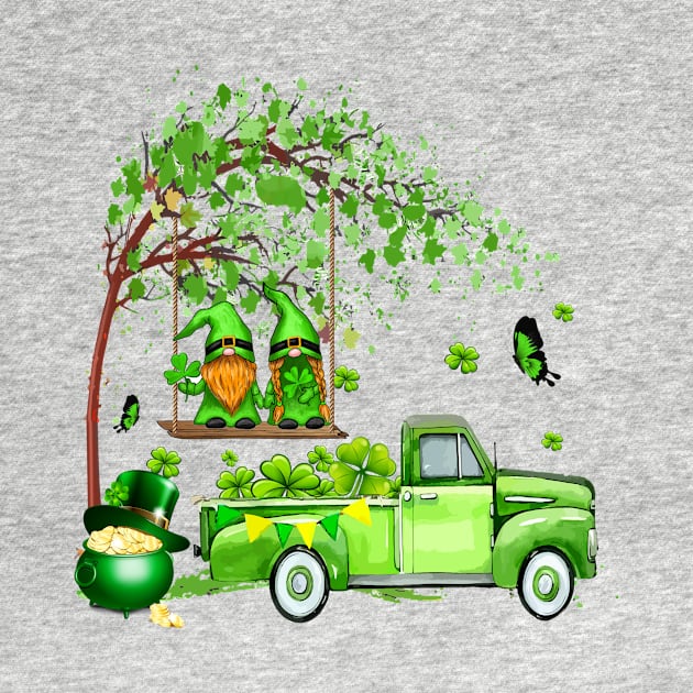 Green Gnomes Truck Shamrock Happy Saint Patricks Day by artbyhintze